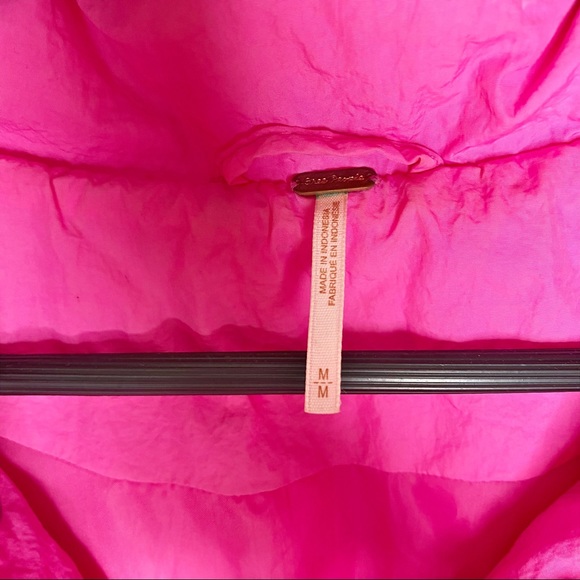 Free People Puffer Jacket Cold Rush Pink Cropped Bright Winter Adjustable Waist - Picture 11 of 16